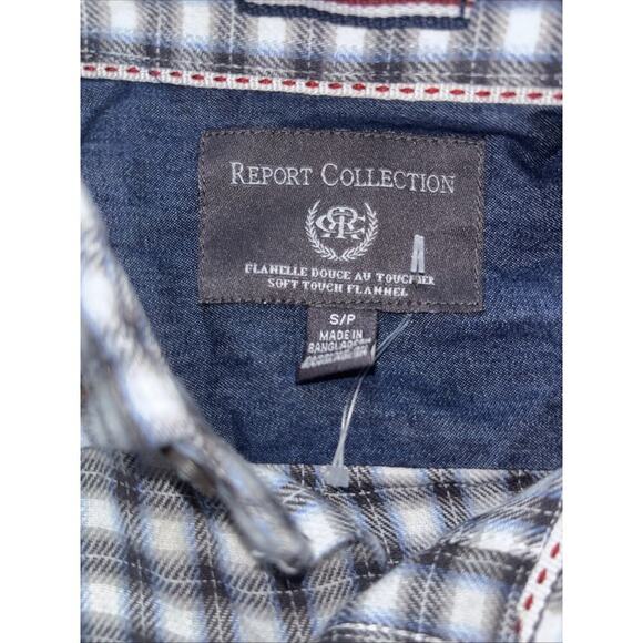 Report Collection Button Up Shirt Mens Small Blue Plaid NWT - Picture 2 of 9